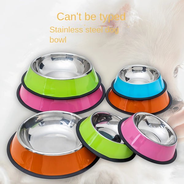 Pet Dog Cat colours Stainless Steel Bowl Pet Feeding Bowl Cat