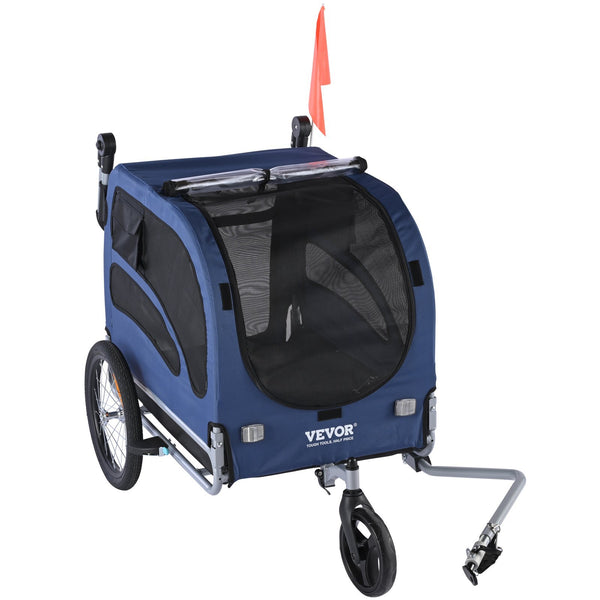 Dog Bike Trailer 2-In-1 Pet Stroller Cart Bicycle – Blue/Black