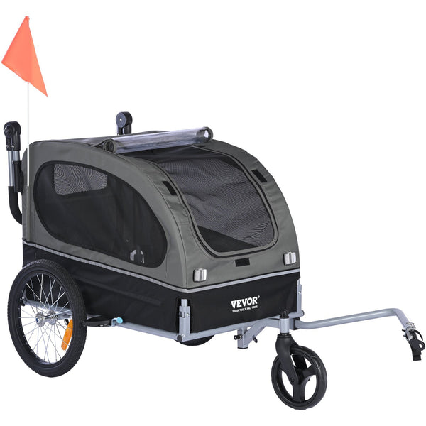Dog Bike Trailer 2-In-1 Pet Stroller Cart Bicycle – Black/Gray