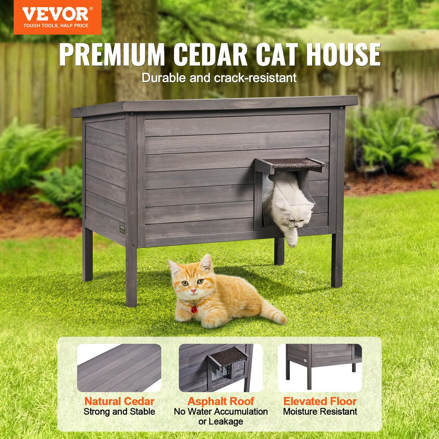 Outdoor Wooden Cat House – Foam Insulated, Large