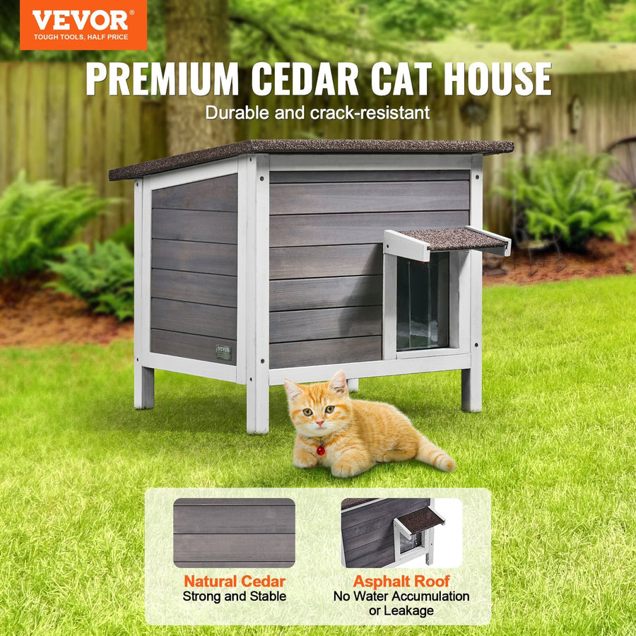 Outdoor Wooden Cat House – Foam Insulated, Medium