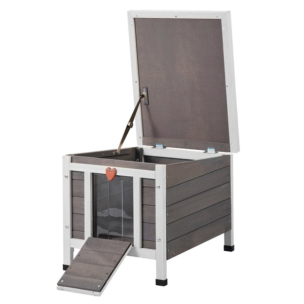 Outdoor Wooden Cat House – PVC Door Flaps, Small