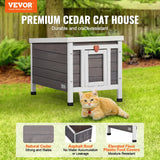 Outdoor Wooden Cat House – PVC Door Flaps, Small