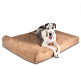 Big Barker Orthopedic Dog Bed w/Headrest - 7” Dog Bed for Large Dogs w/Washable Microsuede Cover - Elevated Dog Bed Made in The USA w/ 10-Year Warranty (Headrest Giant Khaki)