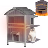 Aivituvin Cat House Outdoor Heated Feral Cat Shelter Weatherproof Cat Enclosure 100% Insulated with All-Round Insulated Liner