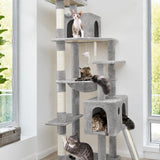 Globlazer F70 Pro Heavy Duty Cat Tree 70 inch Sturdy Cat Tree for Indoor Cats Extra Large Cat Tower with Scratching Post Hammock Cat Condo for Adult Cats Kittens Light Grey