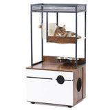 SogesPet Hidden Cat Litter Box Enclosures with Cat Tree Tower Cat Furniture with Scratching Pads and Large Storage Space Industrial Cat Cabinet with Shelves and Doors